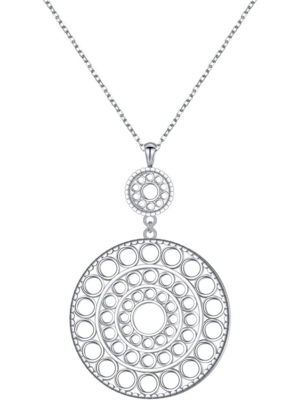 Long Chain S925 Sterling Silver Sweater Necklace for Women, Statement Pendant